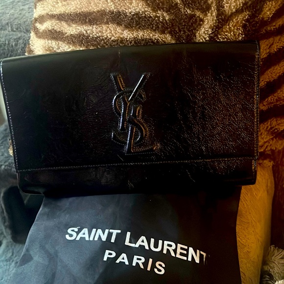 YSL Patient Leather Black Clutch Bag - Picture 4 of 11